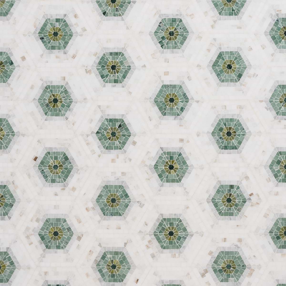 Imogen Verde Green 6" Hexagon Marble Micro Mosaic 