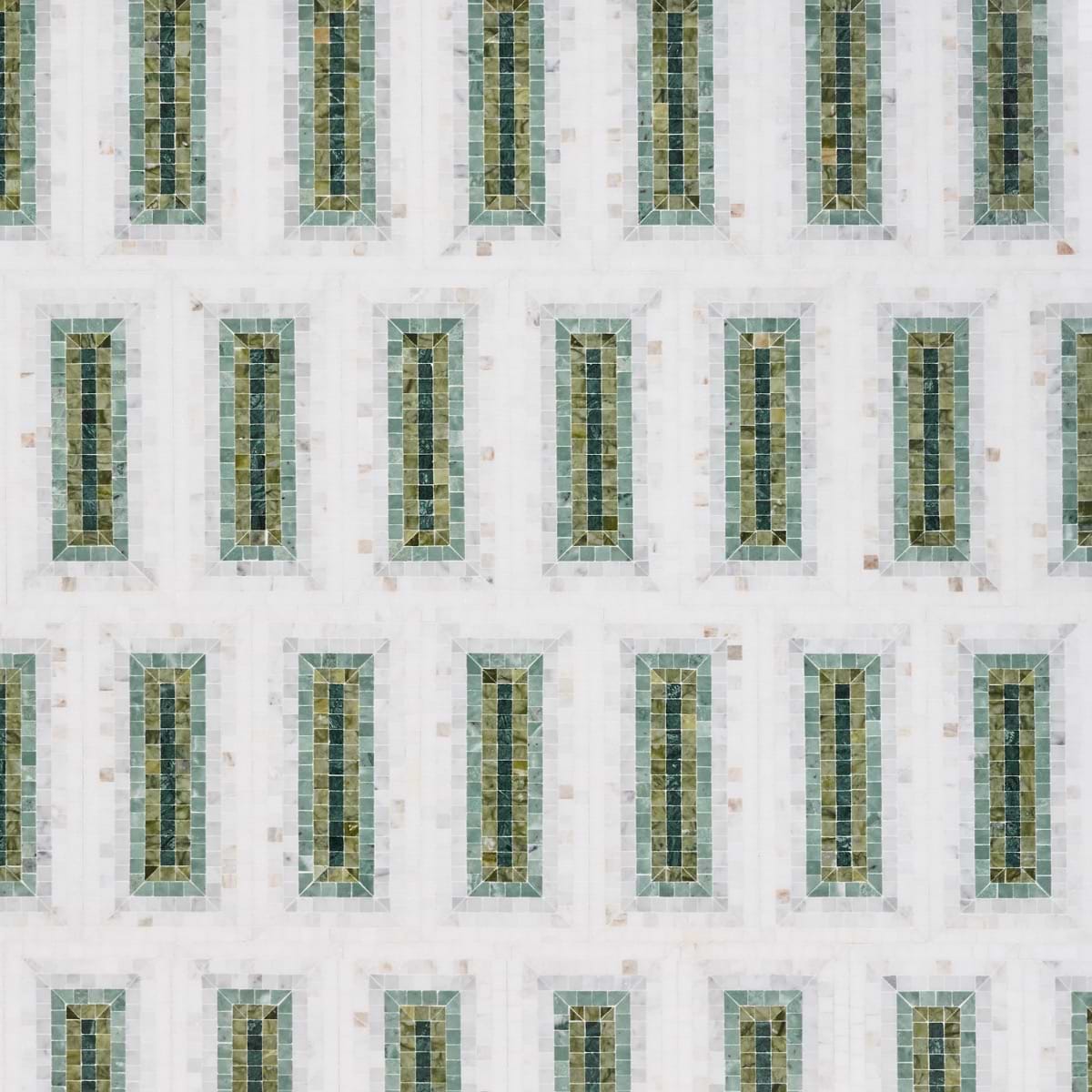 Imogen Verde Green 4x9 Rectangle Marble Micro Mosaic 
