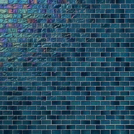 Riverton Tropical Blue 1x2 Polished Glass Mosaic Tile