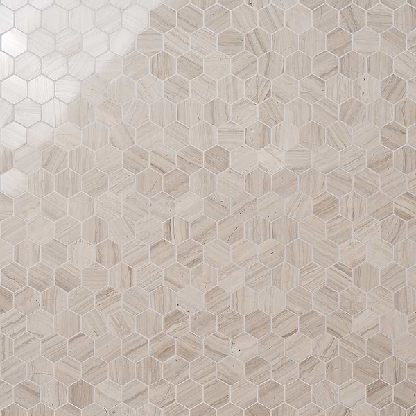 Wooden Beige 2" Hexagon Polished Marble