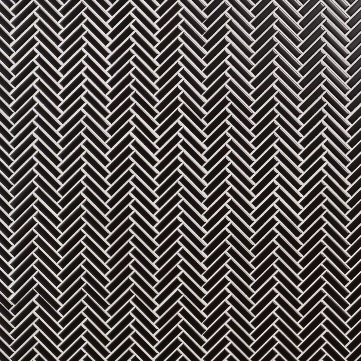 Motek Black 1x2" Herringbone Matte Porcelain Mosaic Tile