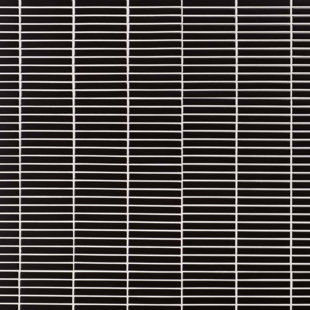 Motek Black 1x4" Tri-Stacked Matte Porcelain Mosaic Tile