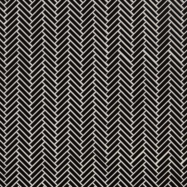 Motek Black 1x2" Herringbone Glossy Porcelain Mosaic Tile