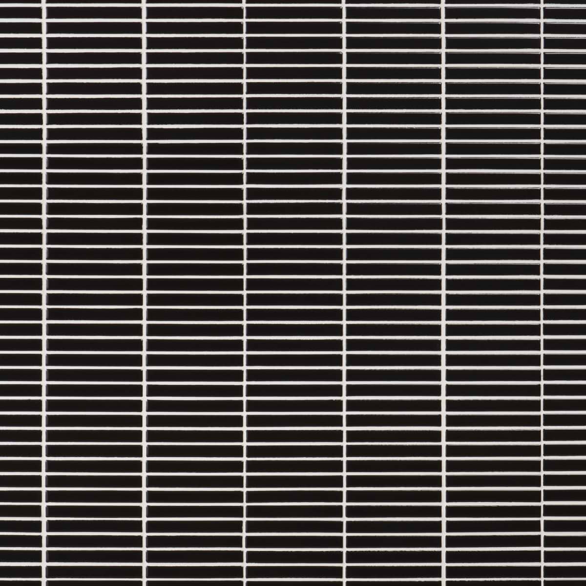 Motek Black 1x4" Tri-Stacked Glossy Porcelain Mosaic Tile