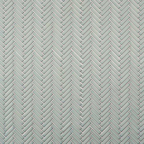 Motek Mint Green 1x2" Herringbone Glossy Porcelain Mosaic Tile