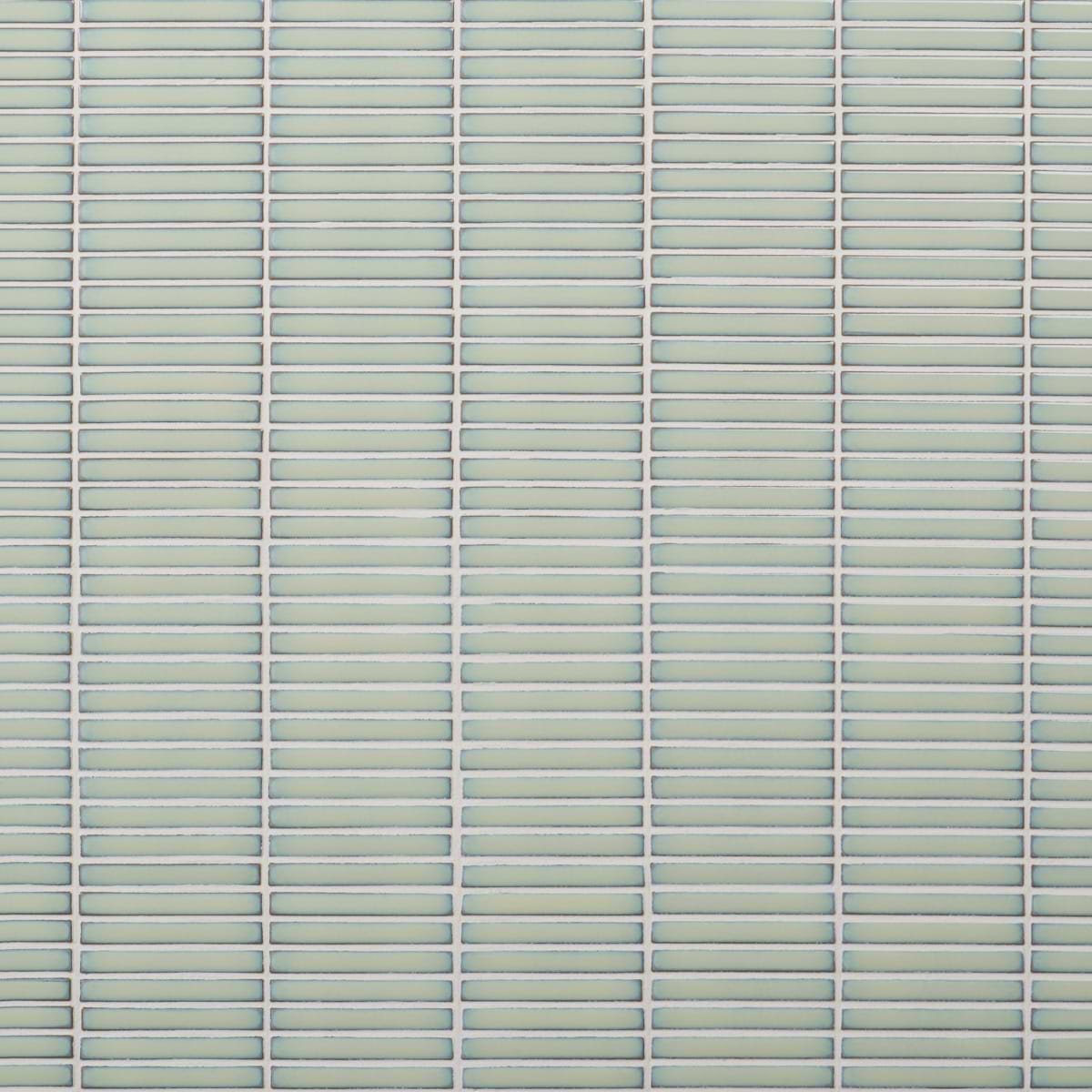 Motek Mint Green 1x4" Tri-Stacked Glossy Porcelain Mosaic Tile
