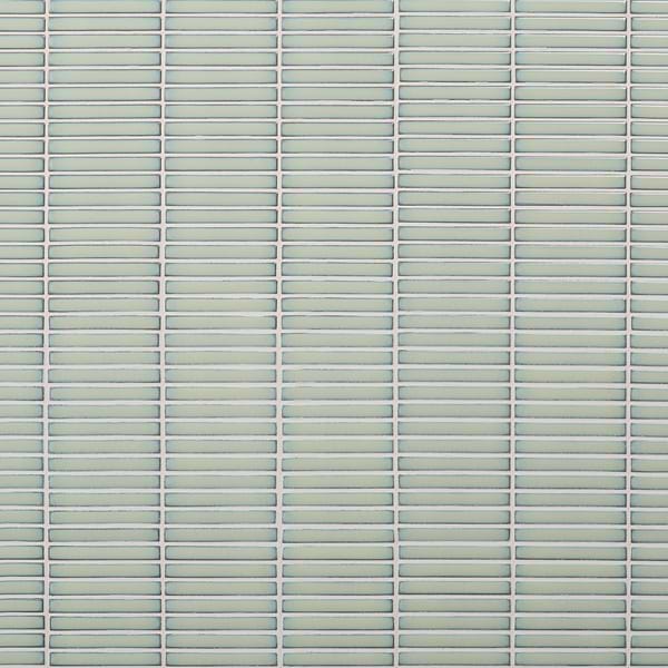 Motek Mint Green 1x4" Tri-Stacked Glossy Porcelain Mosaic Tile