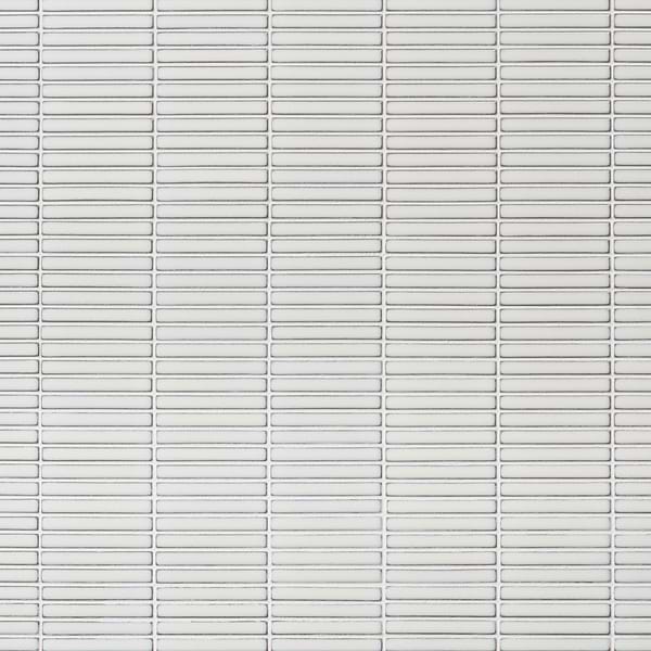 Motek Snow White 1x4" Tri-Stacked Glossy Porcelain Mosaic Tile