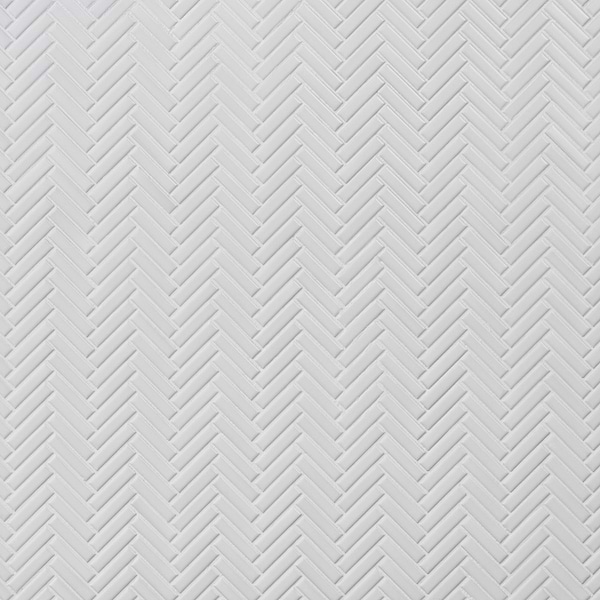 Motek White 1x2" Herringbone Matte Porcelain Mosaic Tile