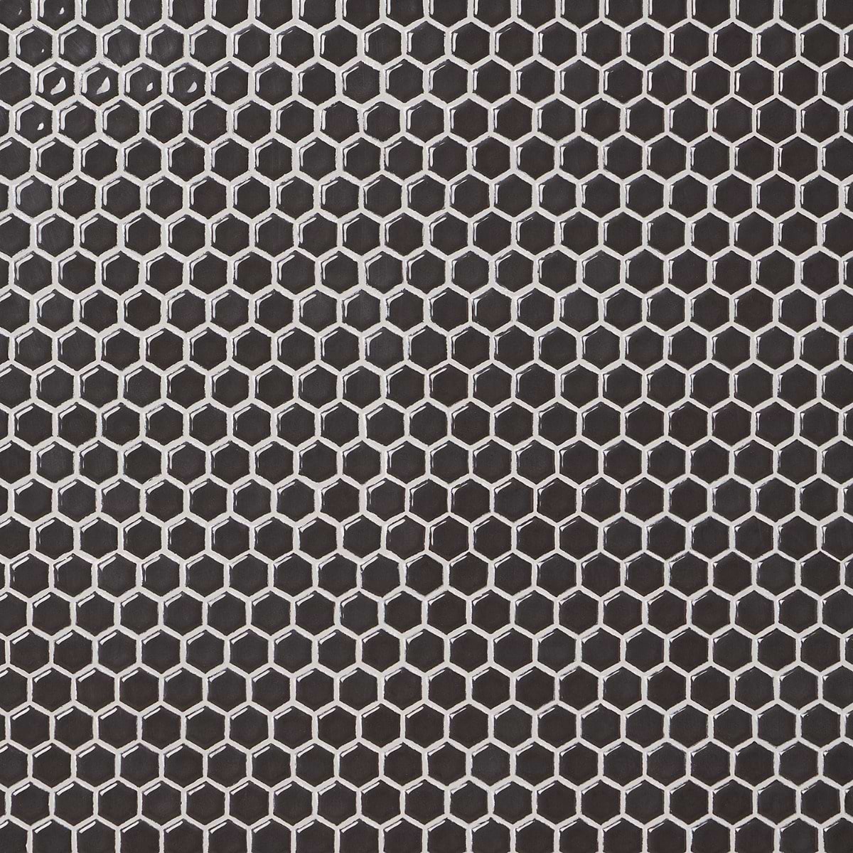 Simple 2.0 Rimmed Charcoal 1" Hexagon Polished Porcelain Mosaic 