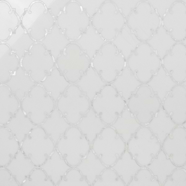MJ Rabat White Thassos with Pearl Line