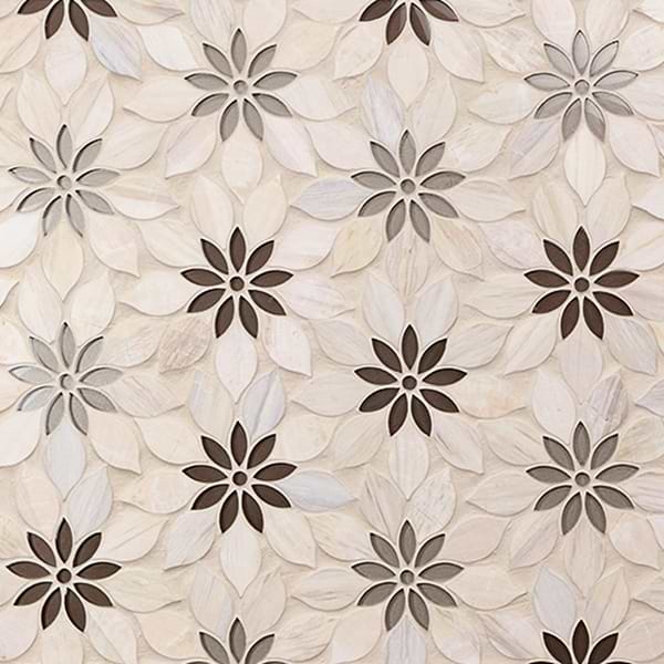 MJ Rain Flower - Wooden Beige- Taupe & Beige Glass