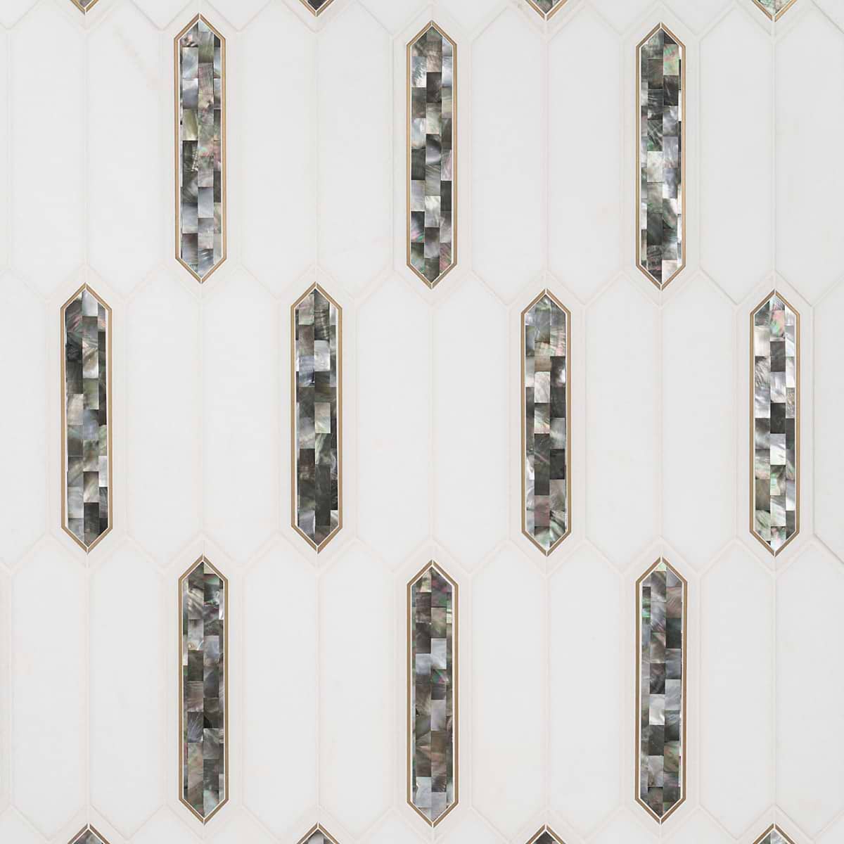 Madelyn Black Pearl - White Thassos, Black Pearl & Brass 