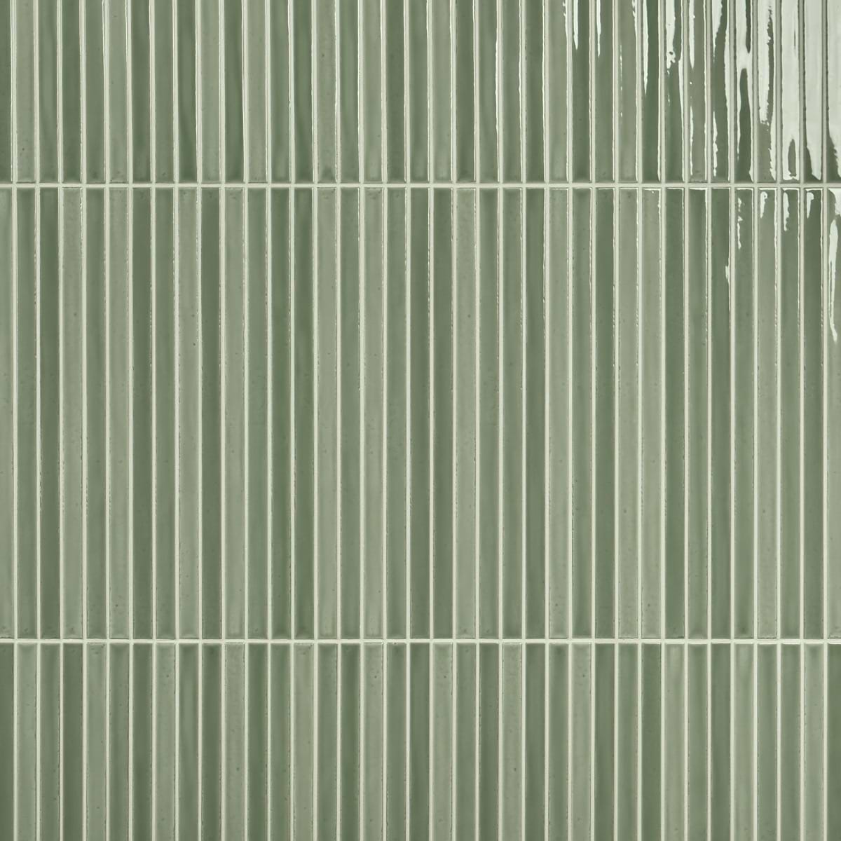 Buenos Apple Green 5x18 Glossy Ceramic Mosaic Tile
