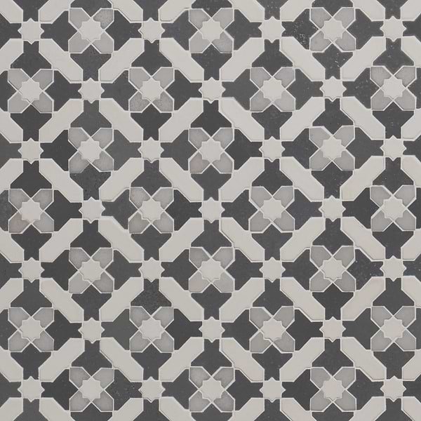 Alpana Safi Cloud Gray Mixed Finish Lava Stone and Cement Mosaic Tile