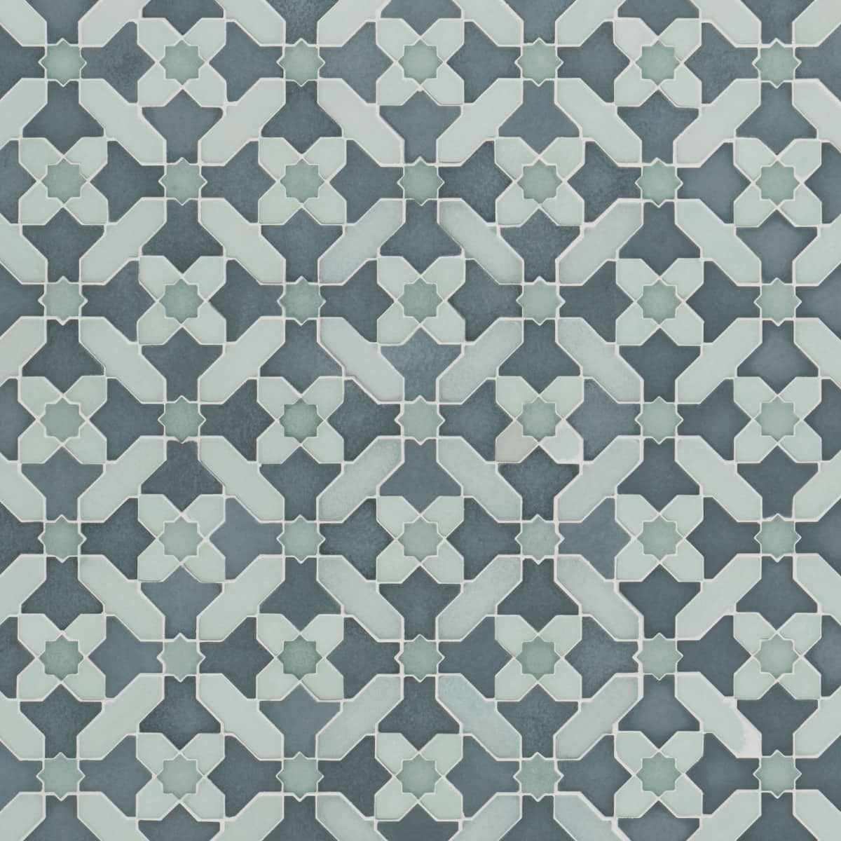 Alpana Safi Ocean Blue Mixed Finish Lava Stone and Cement Mosaic Tile