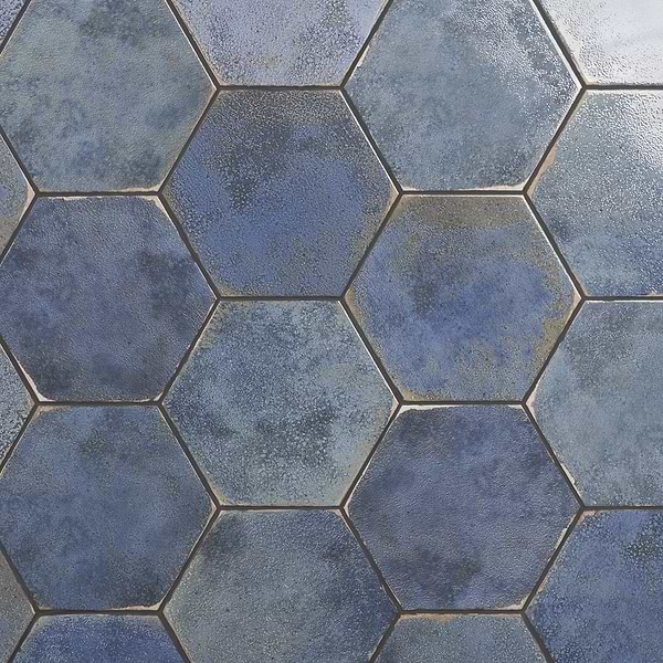 Oken Blue 9" Hexagon Polished Porcelain Tile