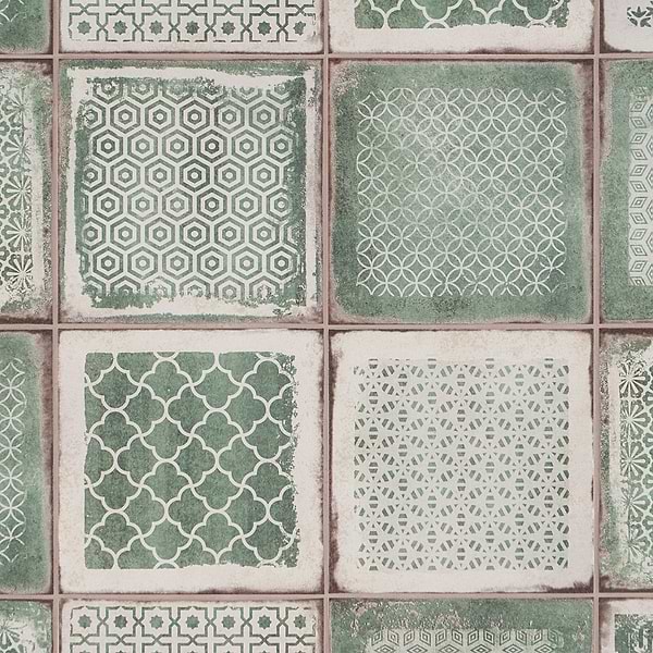 Bernalillo Deco Green 8x8 Matte Porcelain Tile