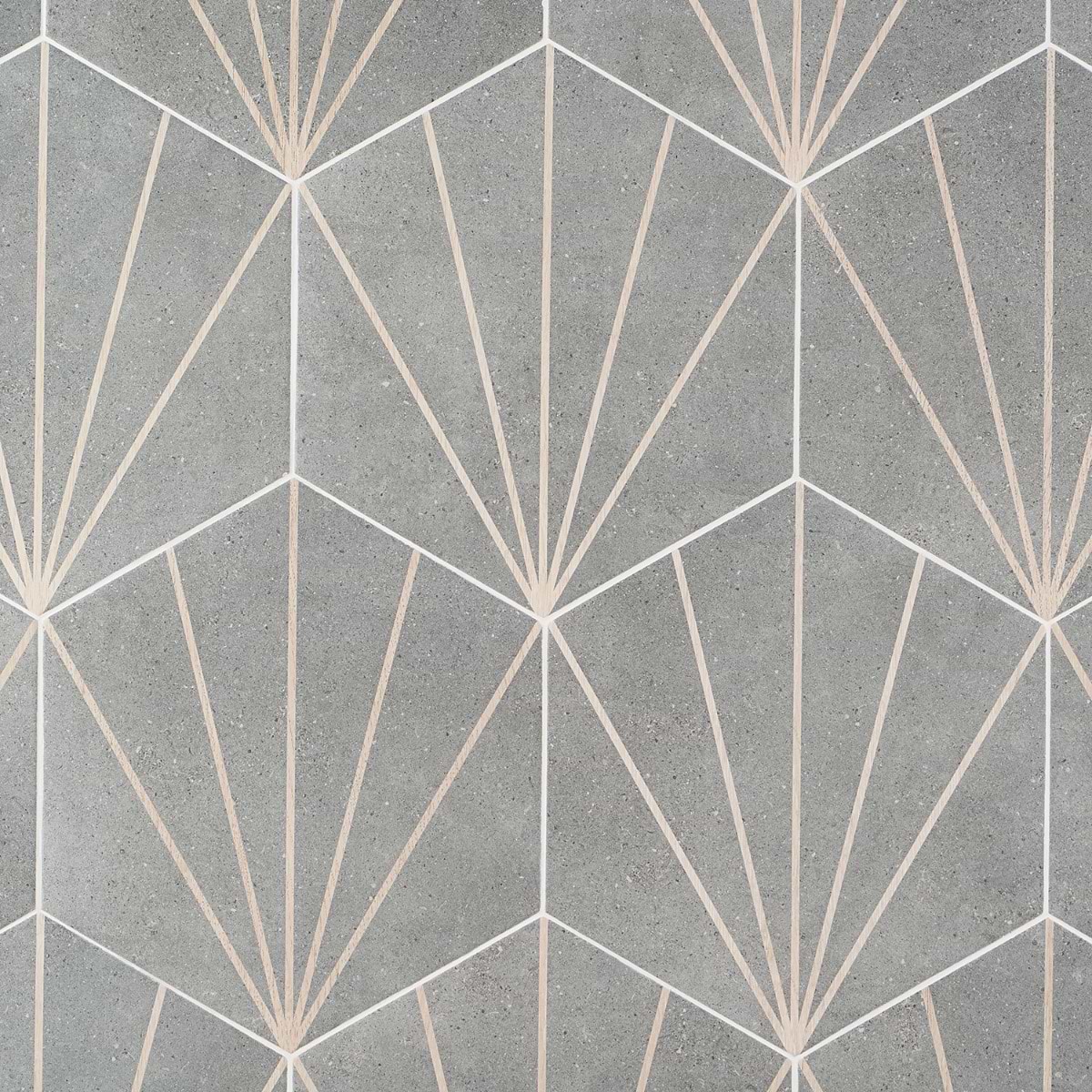 Piaka Beams Graphite 12.5" Hex Matte Porcelain