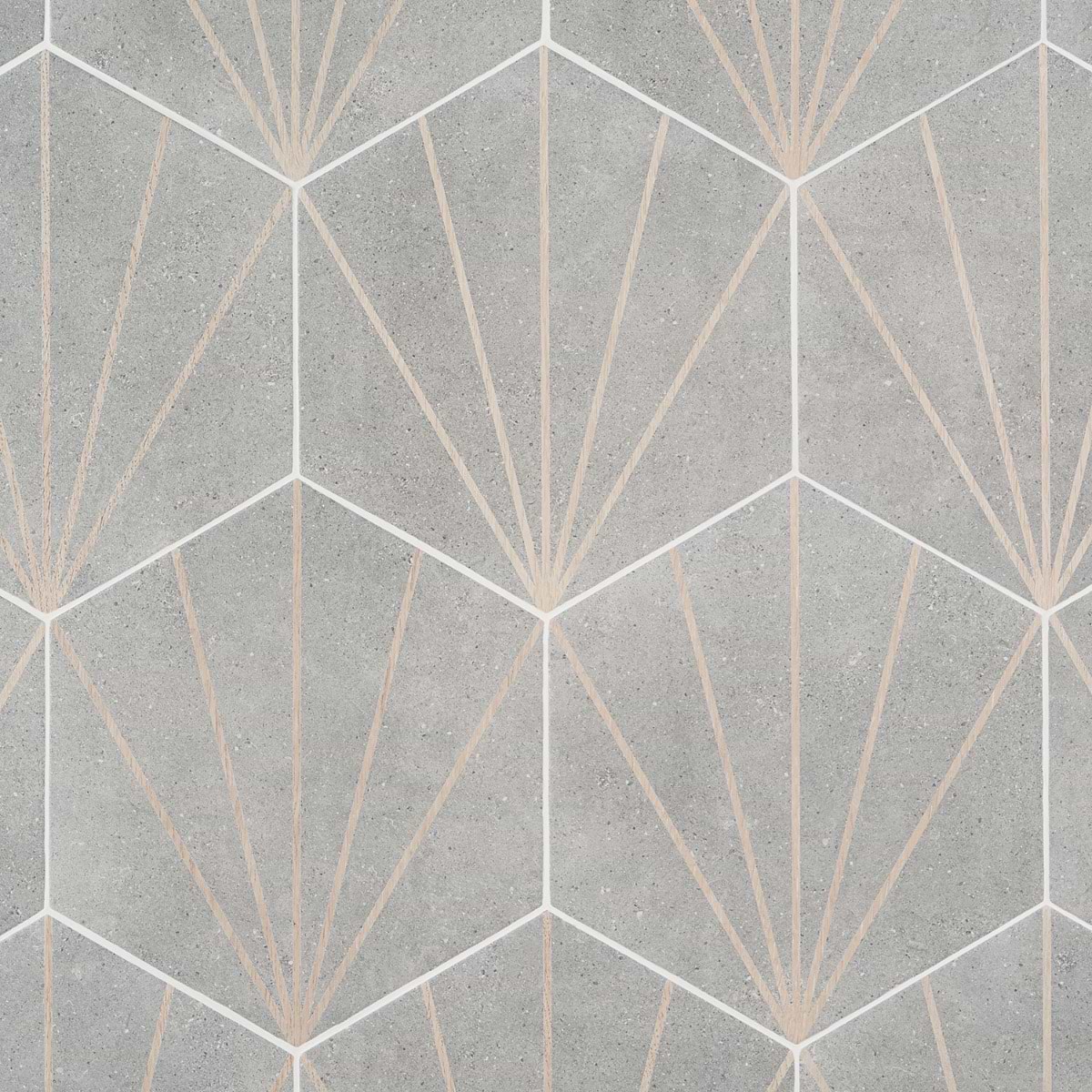Piaka Beams Gray 12.5" Hex Matte Porcelain