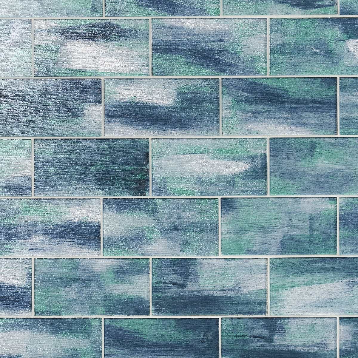 Embrace Aqua 4x9 Polished Glass Tile