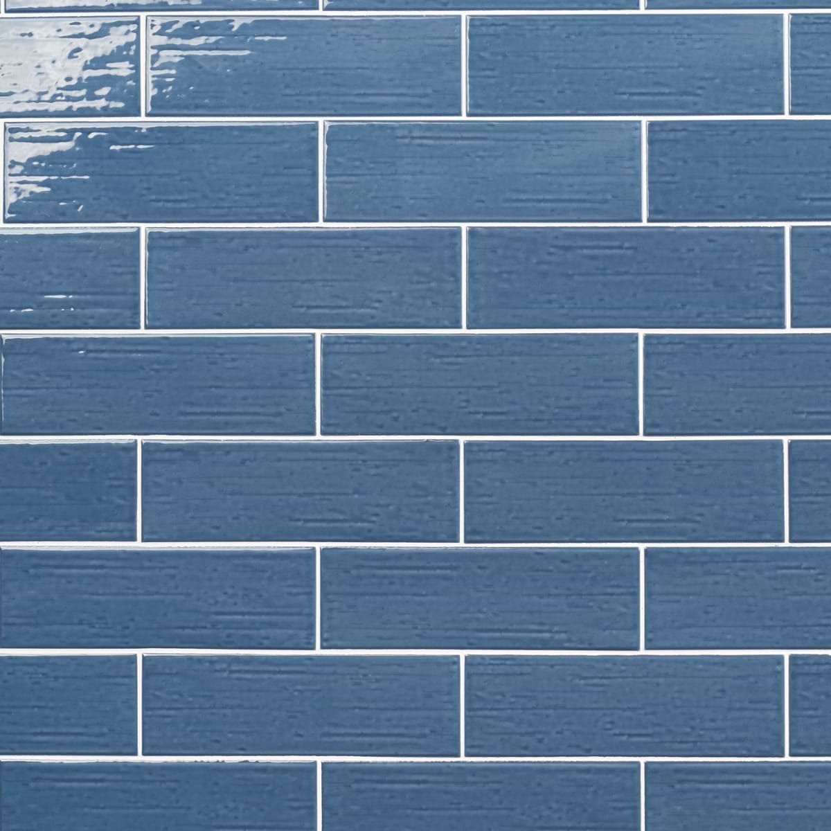 Una Blue 3x9 Polished Porcelain Subway Tile