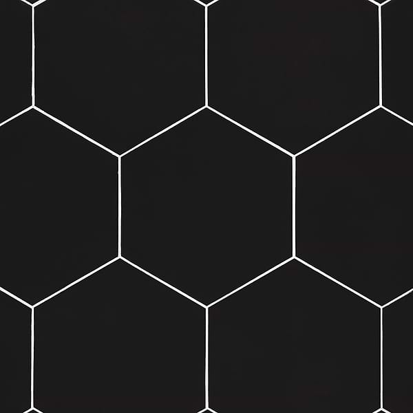 Classic Hex Black 10" Hexagon Matte Porcelain