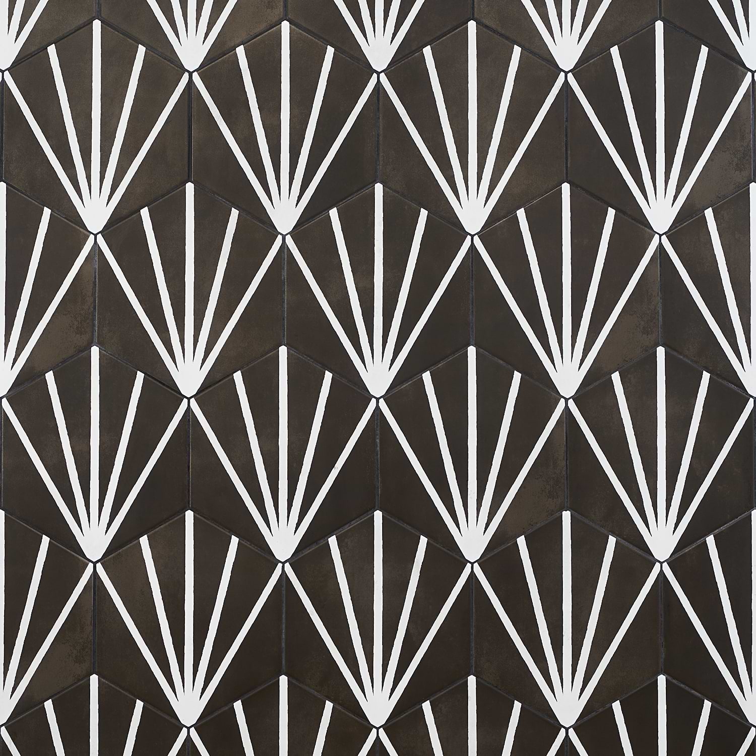 Aries Nero With Blanco Line 8" Hex Matte Porcelain 