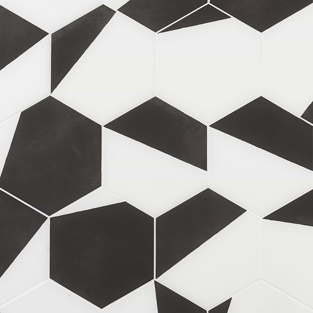 Aries Divide Nero 8" Hex Matte Porcelain 