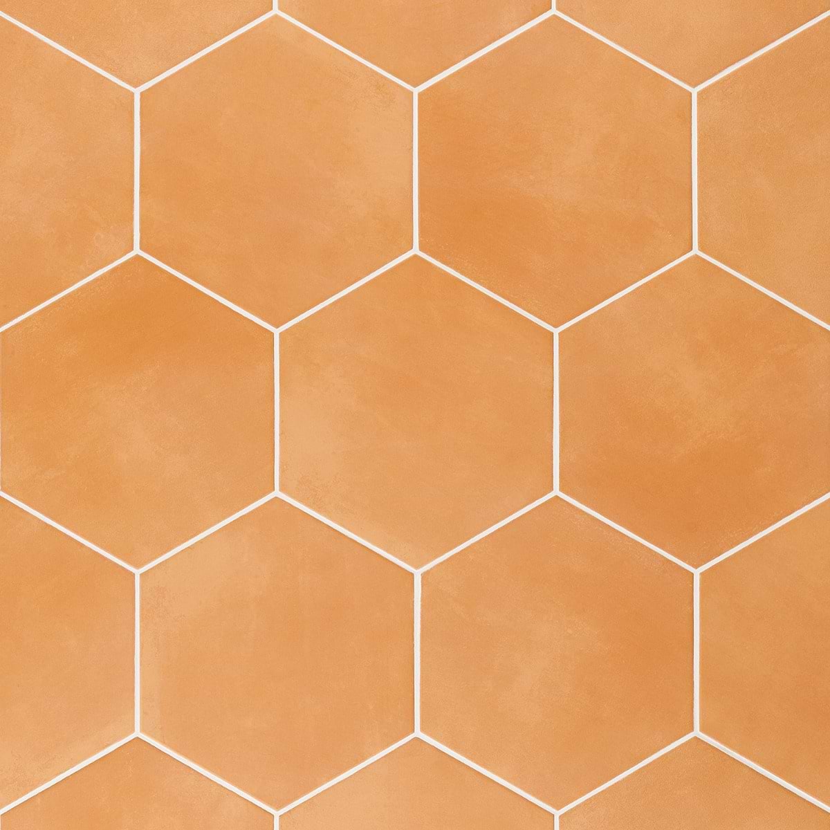 Aries Orange 8" Hex Matte Porcelain 
