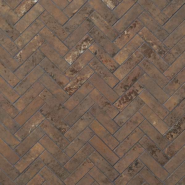Artile Copper 1x4 Herringbone Matte Porcelain Mosaic Tile