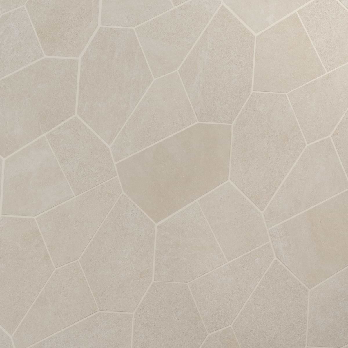 Motley Crema Beige Organic Pattern Limestone Look Matte Porcelain Mosaic Tile