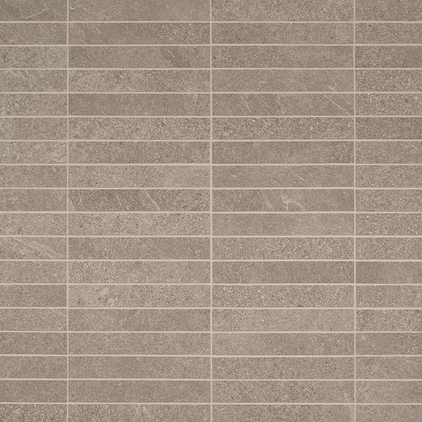 Motley Caramel Brown 1x6 Stacked Limestone Look Matte Porcelain Mosaic Tile