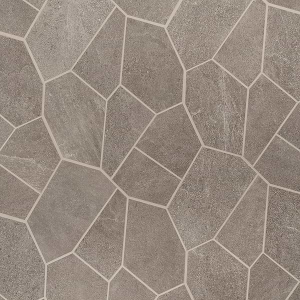 Motley Caramel Brown Organic Pattern Limestone Look Matte Porcelain Mosaic Tile