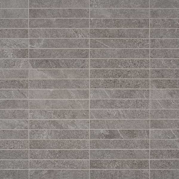 Motley Slate Gray 1x6 Stacked Limestone Look Matte Porcelain Mosaic Tile
