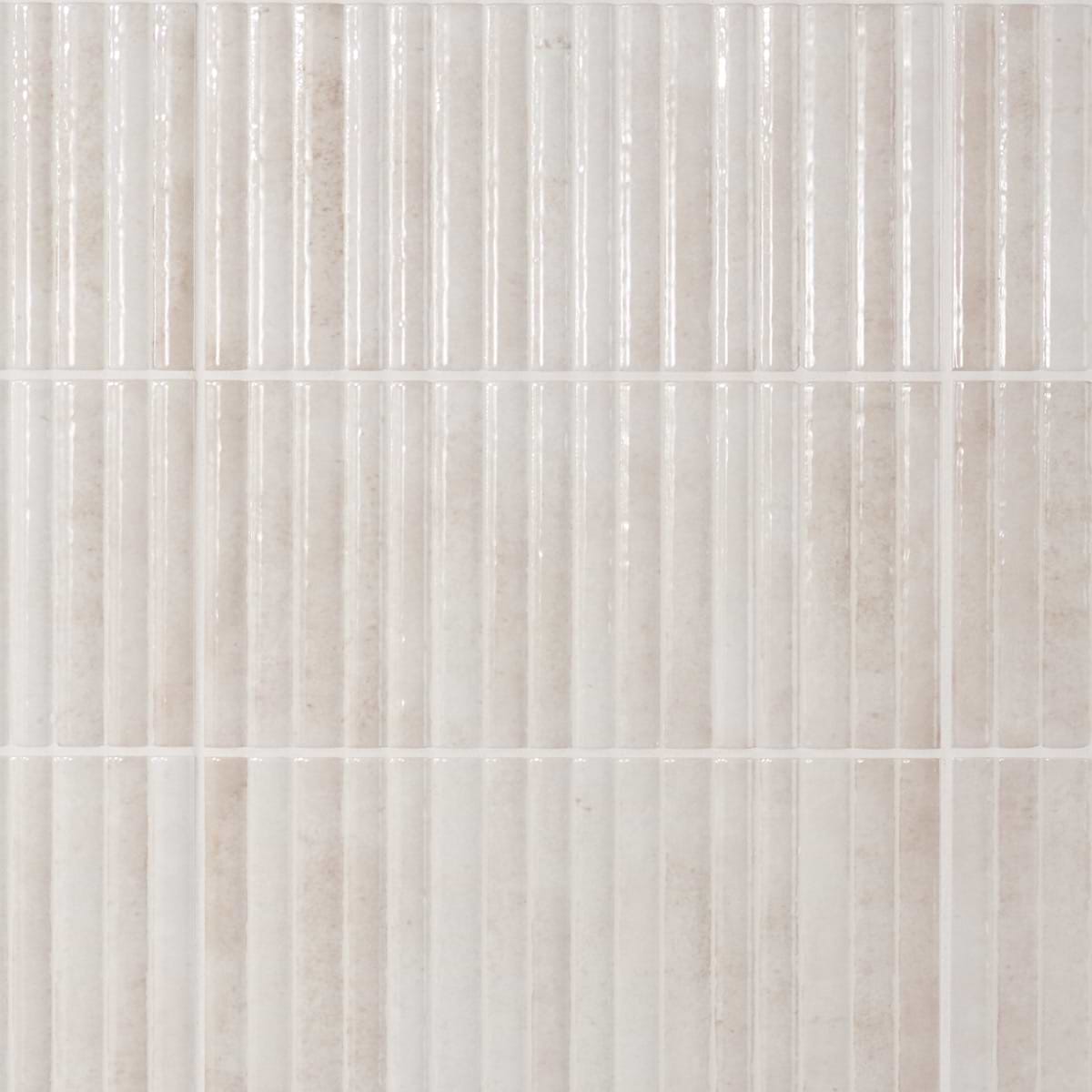Bryn Fluted White 6x12 3D Glossy Ceramic Tile