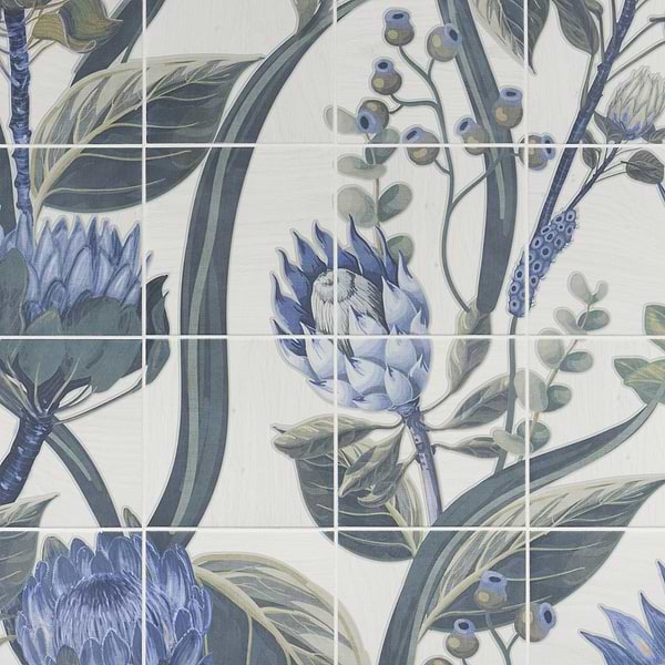 Angela Harris Florista Protea Leaves Mural 8x8 Matte Porcelain