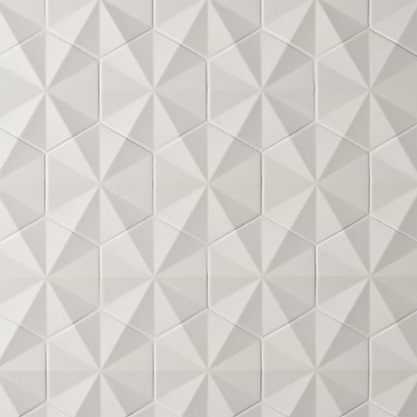 Define Ogassian 3D White 6" Hex Matte  Porcelain