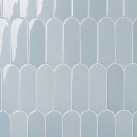 Fan Blue 3x8 Fishscale Mixed Finishes Ceramic Wall Tile