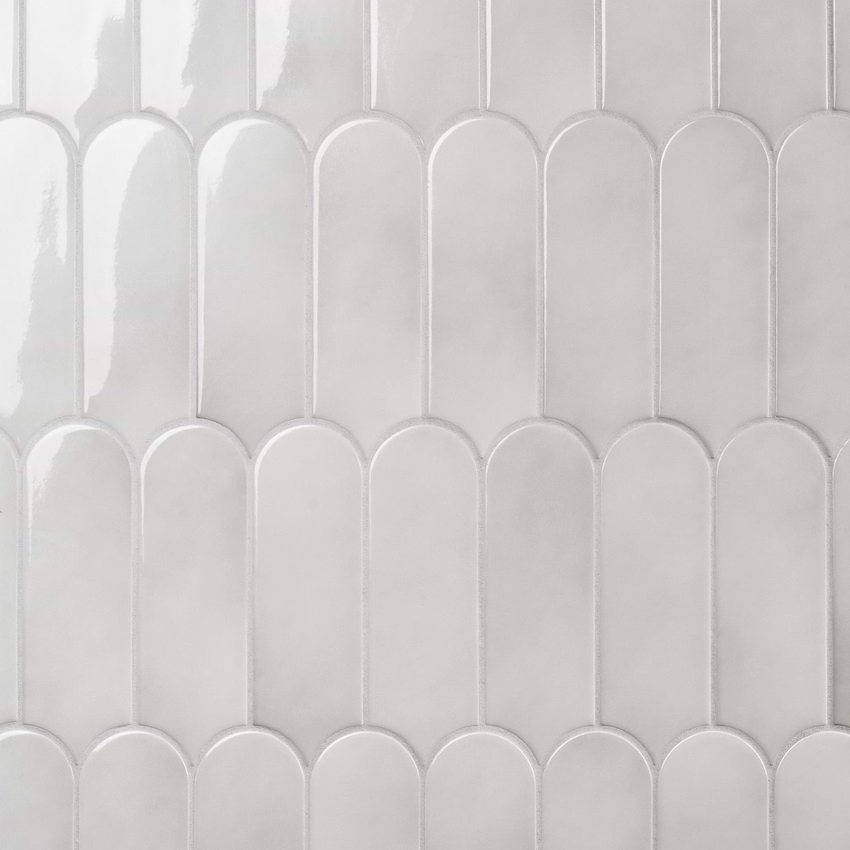 Fan Mist Gray 3x8 Fishscale Glossy Ceramic Wall Tile