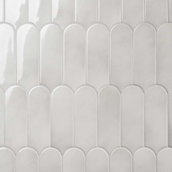 Fan Mist Gray 3x8 Fishscale Mixed Finishes Ceramic Wall Tile