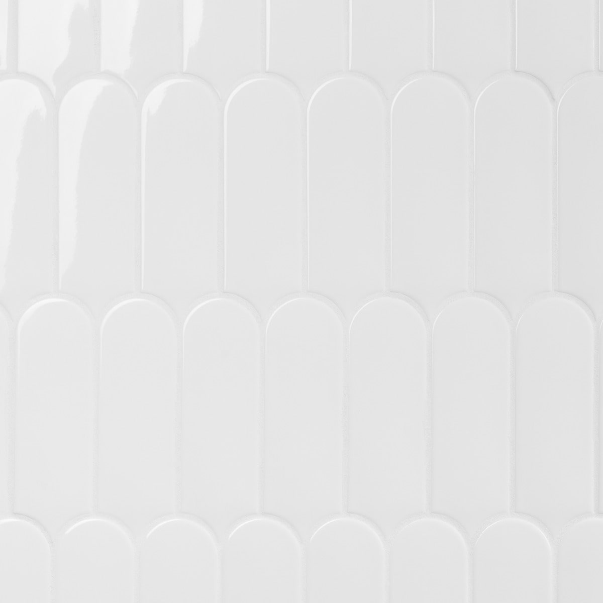 Fan White 3x8 Fishscale Glossy Ceramic Wall Tile