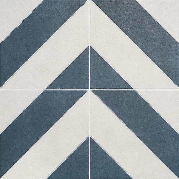 Artstract Diagonals Chevron Navy Blue 9x9 Matte Porcelain Tile