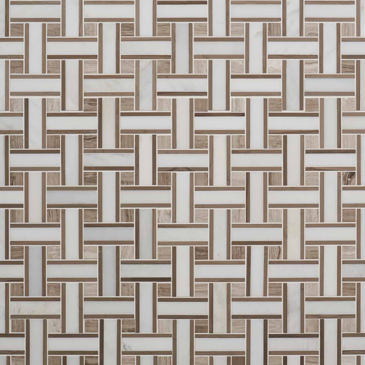 Lattice Athens Gray & Asian Statuary & Wooden Beige Polished Marble