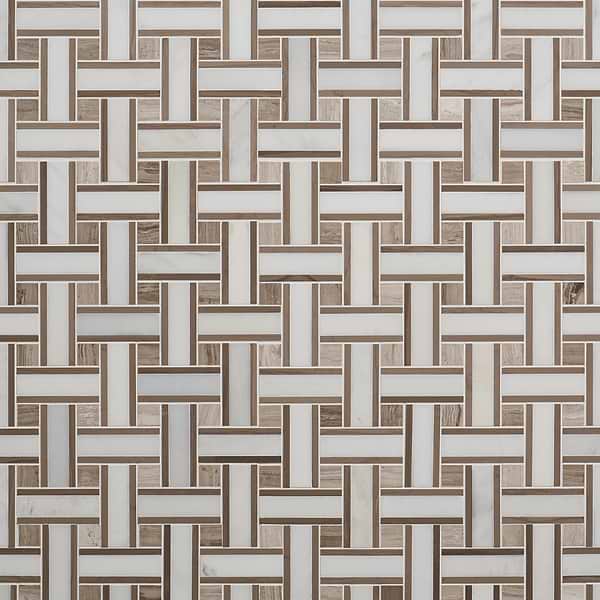 Lattice Athens Gray & Asian Statuary & Wooden Beige Polished Marble