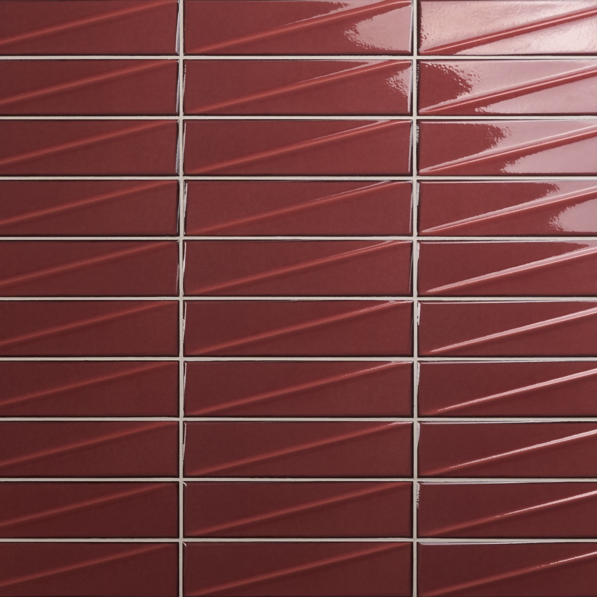 Pulse Ruby Red 3x12 3D Glossy Ceramic Subway Tile