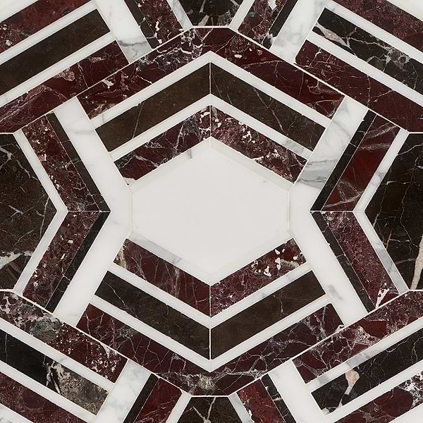 Mezzo Bordeaux Polished Marble Mosaic