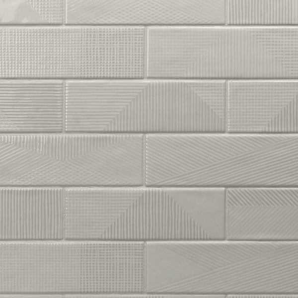 Fragments Light Gray 2x8 Polished Textured Ceramic Wall Tile