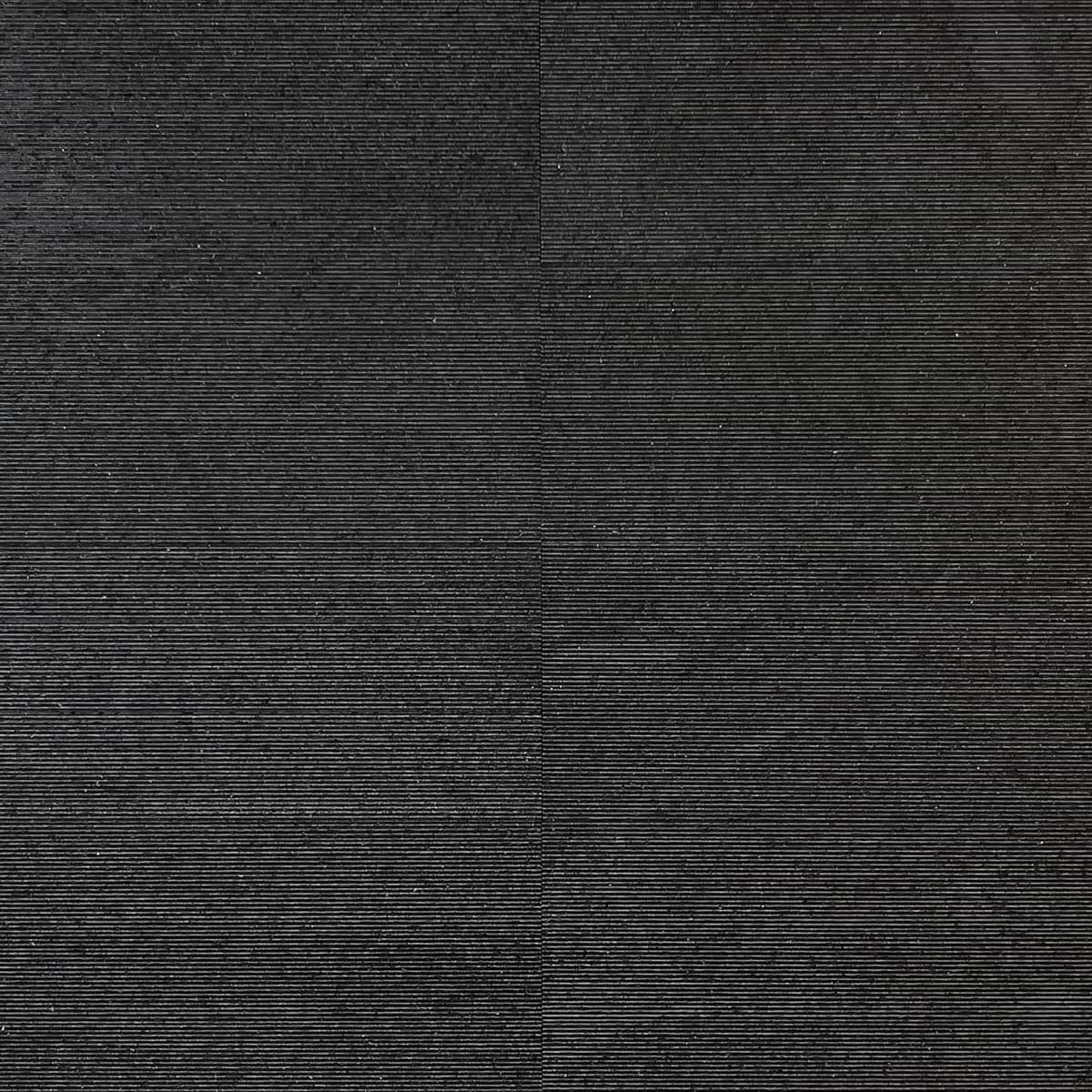 Carvina Carved Comb Noir Black 12x24 Textured Honed Basalt Stone Tile
