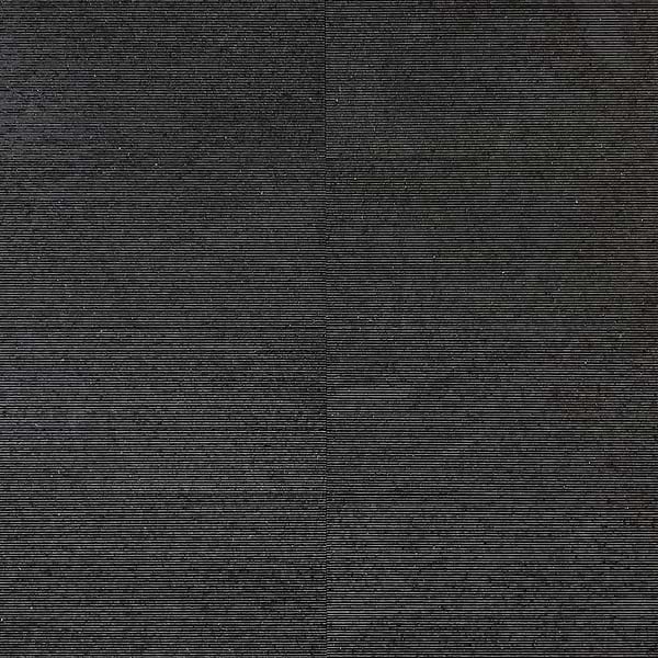 Carvina Carved Comb Noir Black 12x24 Textured Honed Basalt Stone Tile